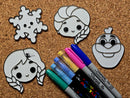 Kit Frozen com 4 peças em 3D reutilizáveis para colorir