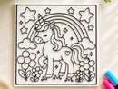 Placa de unicórnio em peça 3D reutilizável para colorir